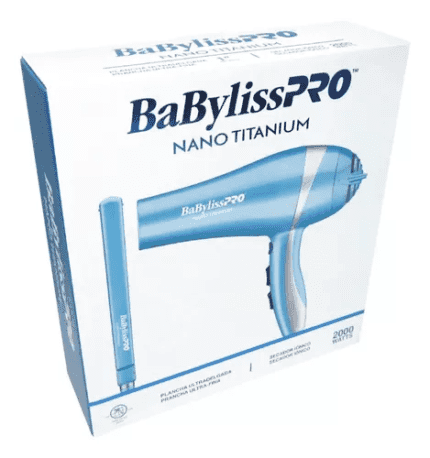 KIT PLANCHA ULTRADELGADA & SECADOR IONIC CELESTE - BABYLISSPRO
